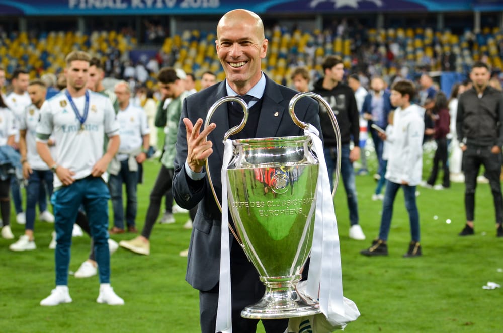 Kyiv,,Ukraine,-,May,26,,2018:,Zinedine,Zidane,Celebrates,And