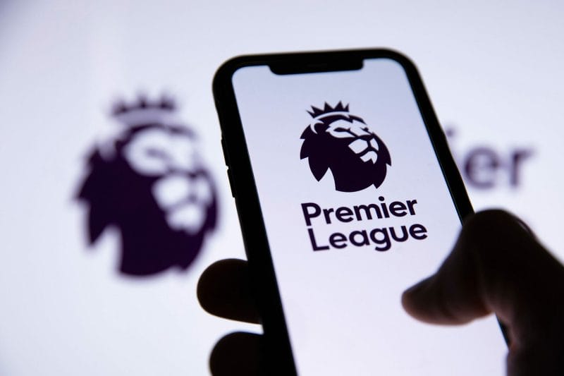Premier league football logo on a smartphone screen
