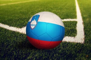 Slovenia,Flag,On,Ball,At,Corner,Kick,Position,,Soccer,Field