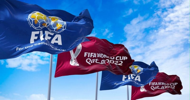 Doha,,Qatar,,January,2022:,Flags,With,Fifa,And,Qatar,2022