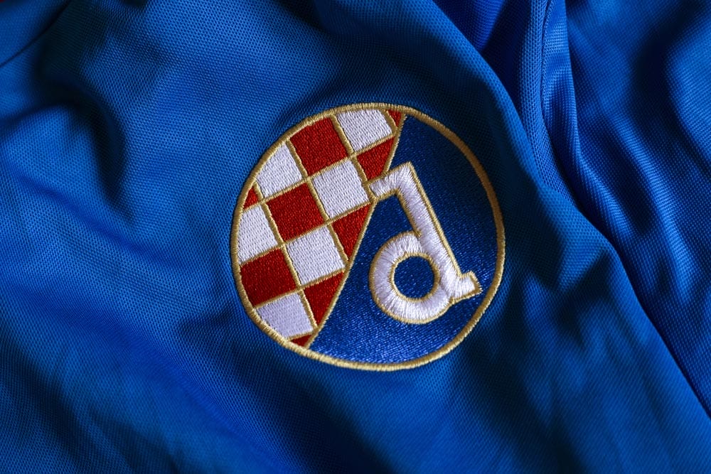 VELIKA GORICA, CROATIA - 09 October 2016 - Emblem of Dinamo Zagreb, football club from Zagreb, Croatia on Dinamo jersey.
