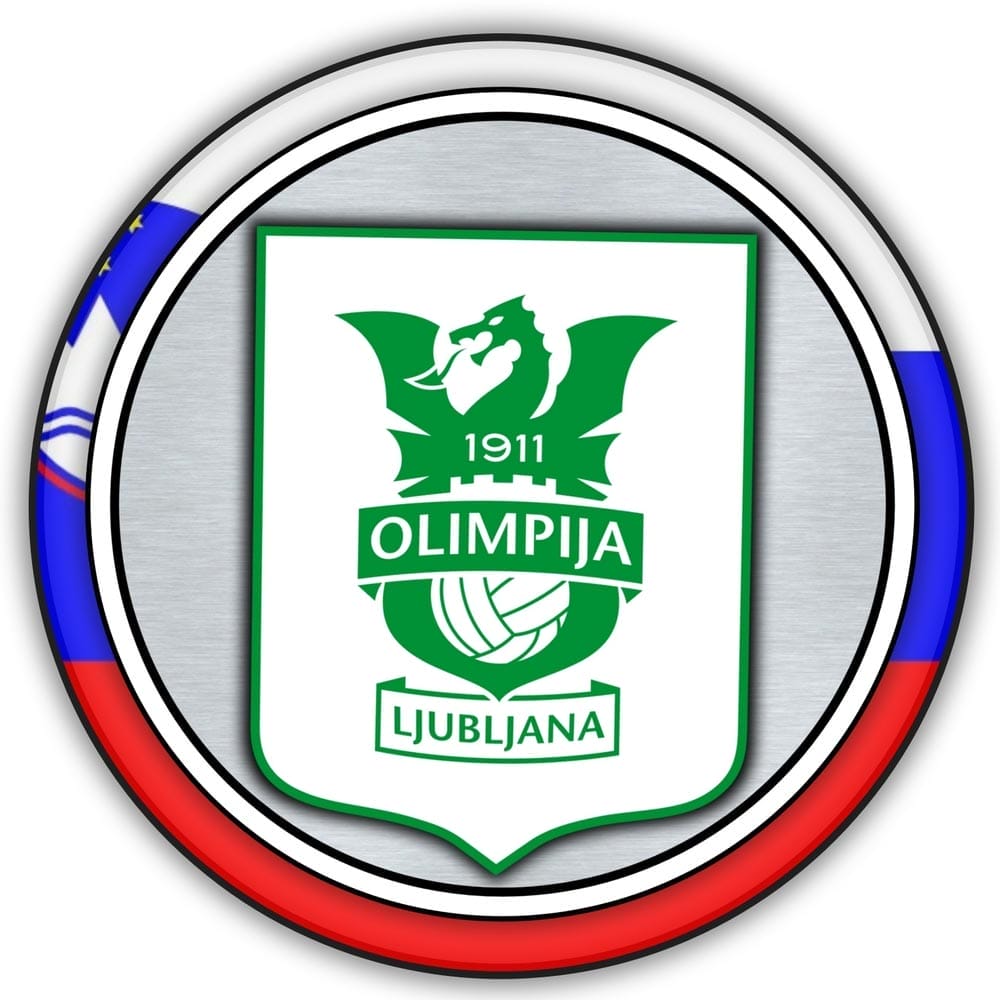 Athens, Greece - March 2023: Emblem of the Olimpija Ljubljana football club, a Slovenian football team based in Ljubljana, Slovenia.