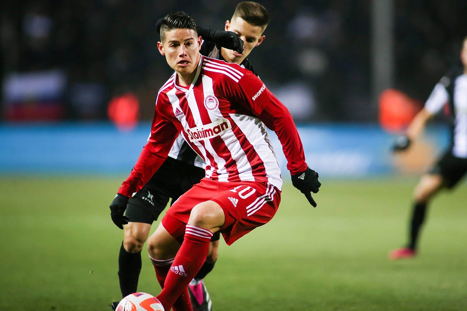 Thessaloniki, Greece - Feb 05, 2023. Olympiacos's player James Rodriguez in action during a Greek Superleague soccer game between PAOK FC and Olympiacos FC.