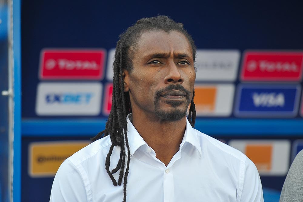 Senegal's coach Aliou Cisse looks on during the 2019 Africa Cup of Nations (CAN) Semi-final football match between Senegal and Tunisia at the 30 June stadium in Cairo on July 14, 2019