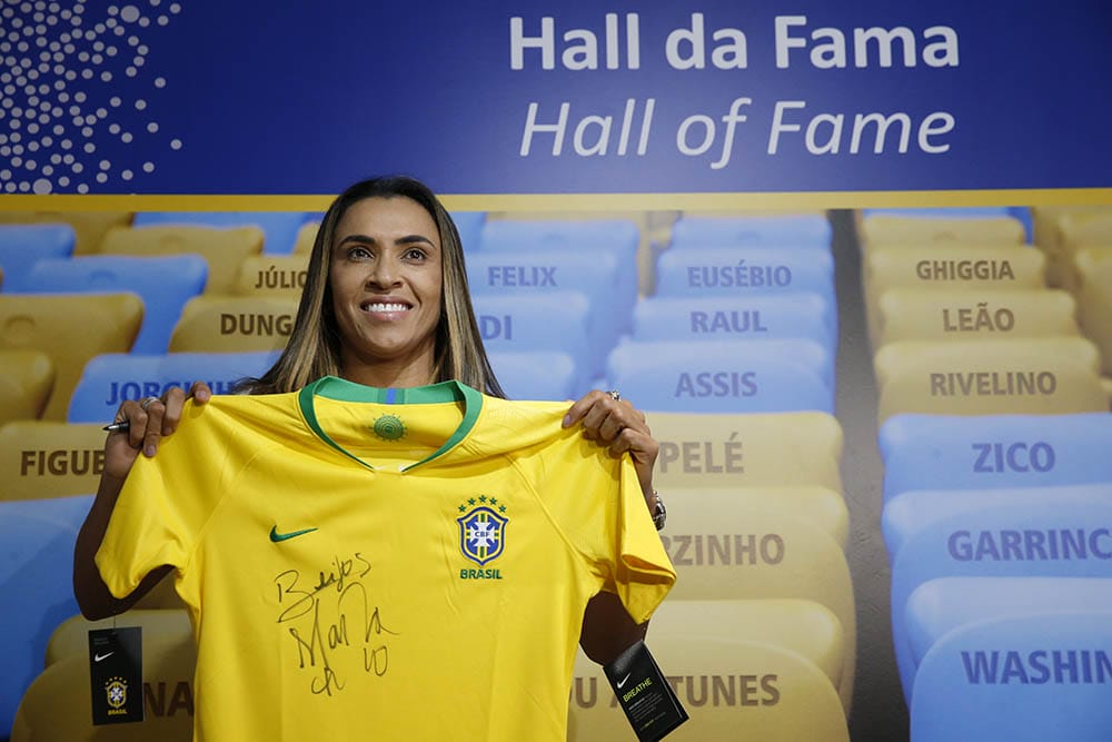Rio de Janeiro Brazil 12/10/2018: Marta soccer player enters the Maracana Stadium Hall of Fame. Marta Vieira da Silva female forward of brazilian football national team, 6 time Fifa Player of The Year