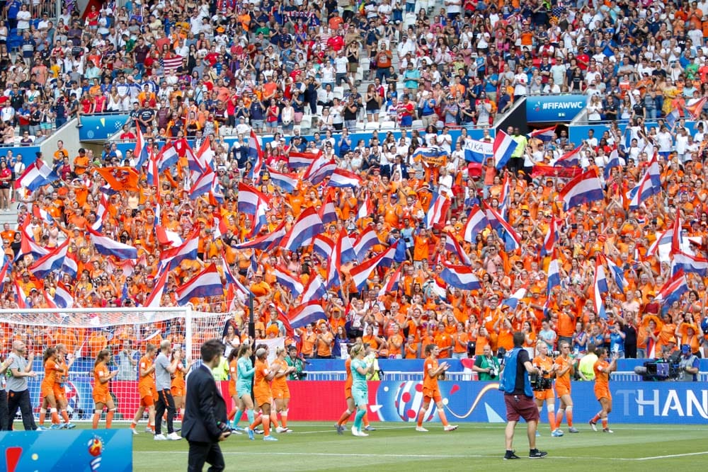 Netherlands players salutes the crowd during the FIFA Women's World Cup France 2019 Final football match USA vs Netherlands on 7 July 2019 Groupama Stadium Lyon France