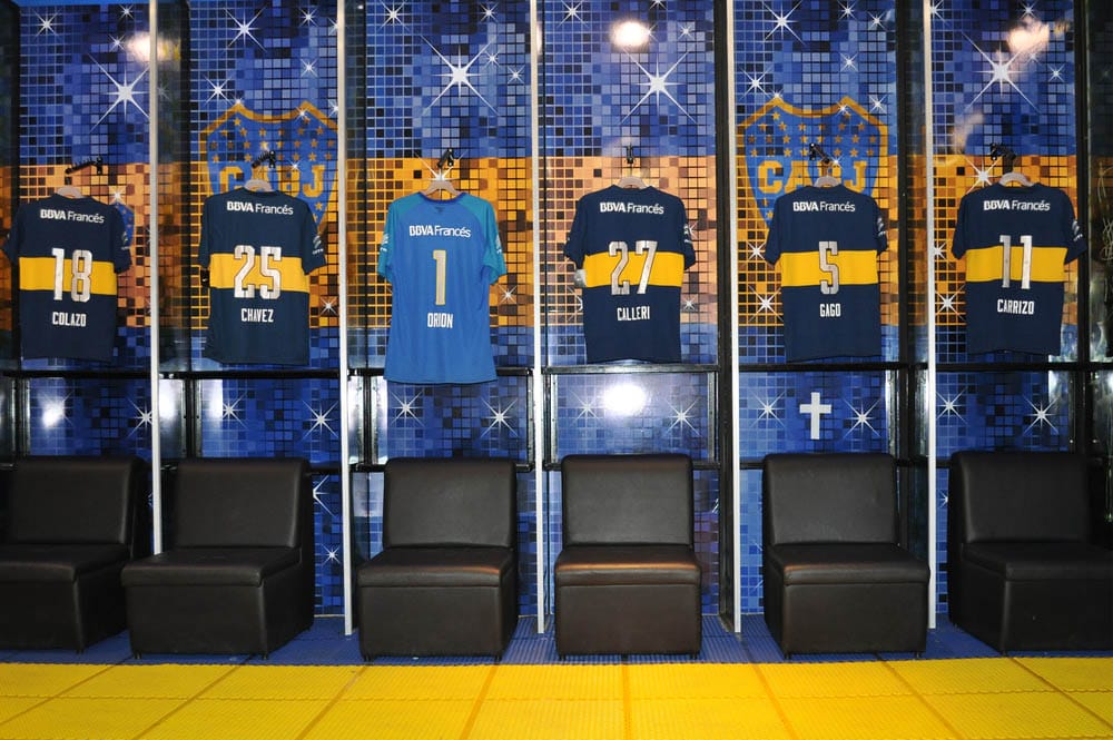 Club Atletico Boca Juniors dressing room, Estadio Alberto Armando (La Bombonera) stadium. Boca Juniors is most successful and popular team in Argentina .