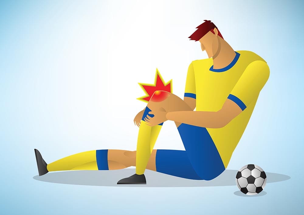 football player injured on the knee. vector illustration.