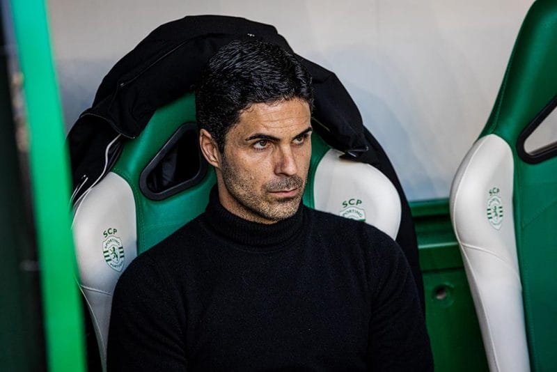 Europa League game between Sporting CP and Arsenal FC; Mikel Arteta before game