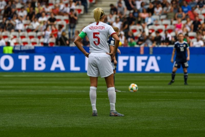Steph Houghton stands with hands on hips waiting for kick off of the match v Scotland at FIFA Women's World Cup 2019